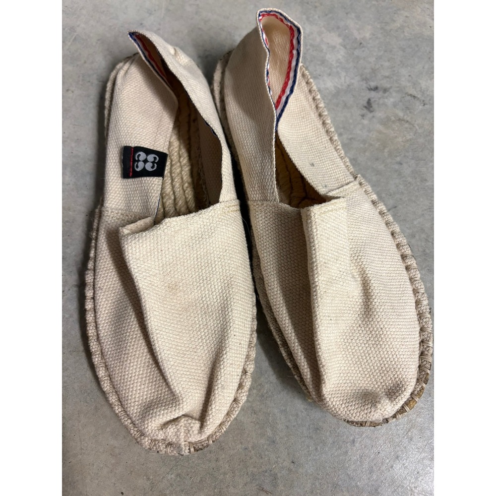 Made in France Canvas Espadrilles Cream Slip On Jute Flats Womens 39